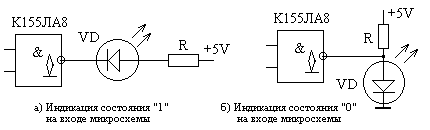 Схемы индикации с использованием светодиодов